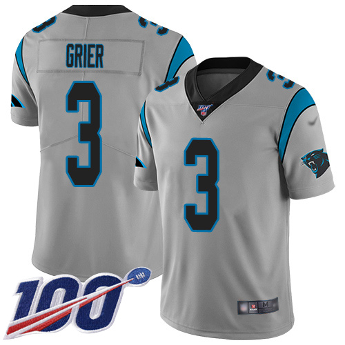 Carolina Panthers Limited Silver Men Will Grier Jersey NFL Football #3 100th Season Inverted Legend